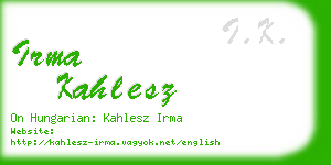 irma kahlesz business card